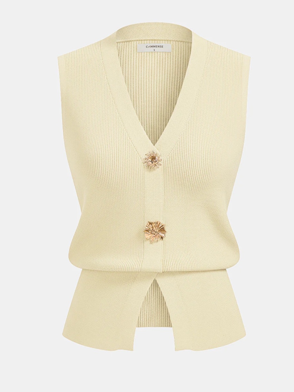 Commense Decorative Button V Neck Knit Vest Size Large NWT